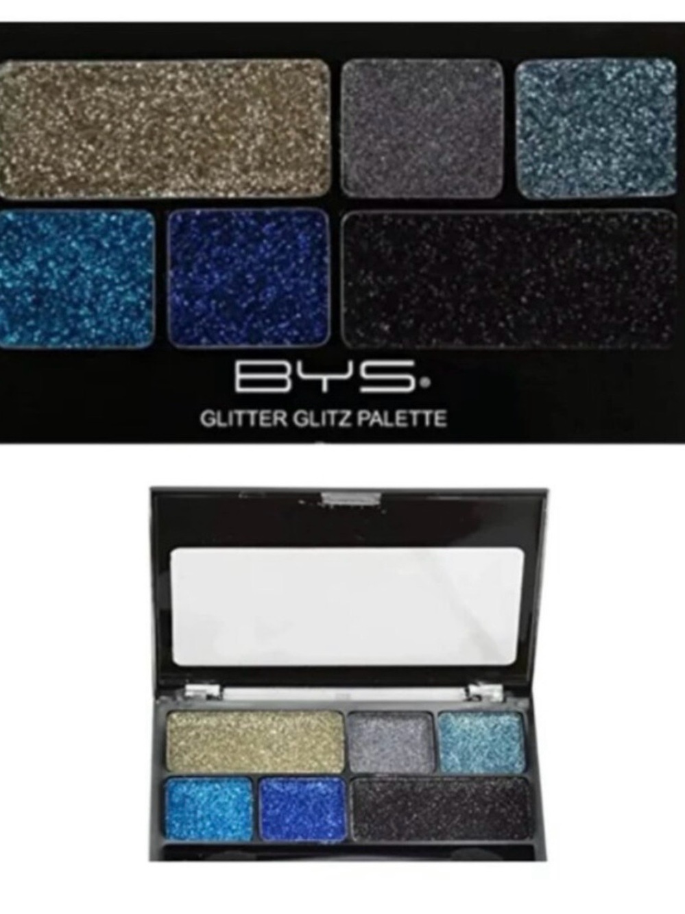 BYS Glitter Glitz Eyeshadow Palette - Blue, Silver & Gold Sparkle